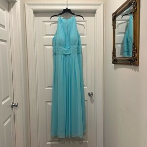 Teal Blue Azazie Floor Length Bridesmaid Dress